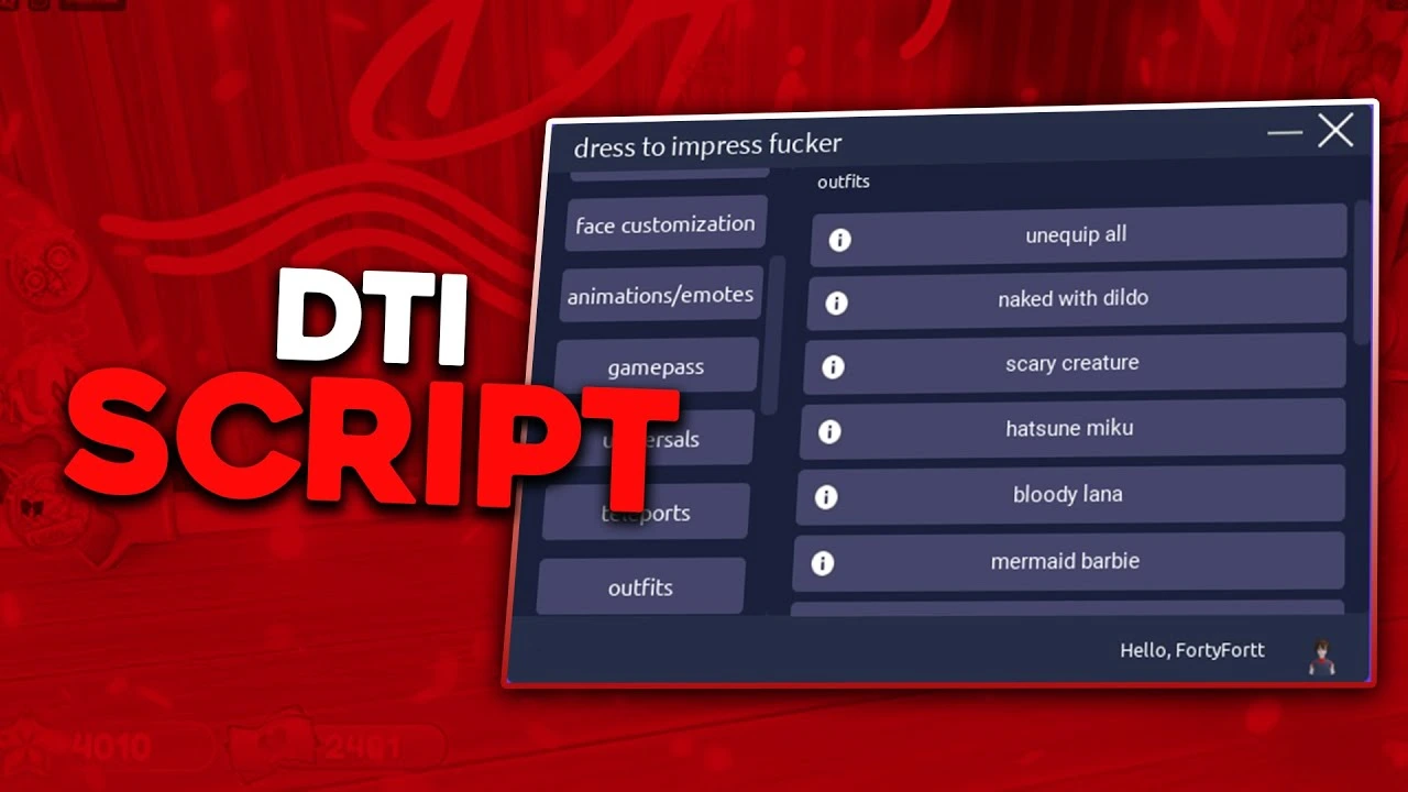 Dress to Impress Script GUI in Roblox